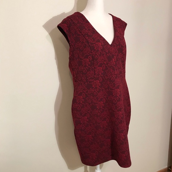 Forever21+ Red Black Floral Embroidered Cocktail Dress Sleeveless 1X - Picture 2 of 13